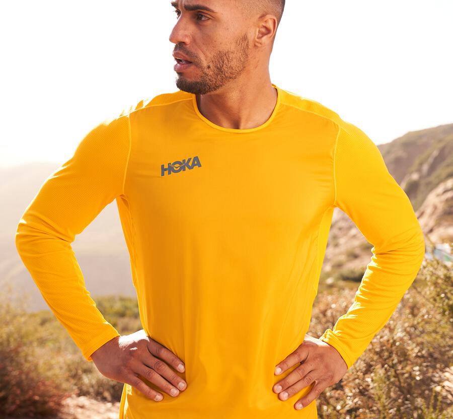 Hoka Australia One One Wind - Mens Tops Yellow - ZQGJW-8134